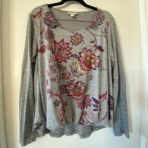 Floral Bubble Hem Hi Low Blouse